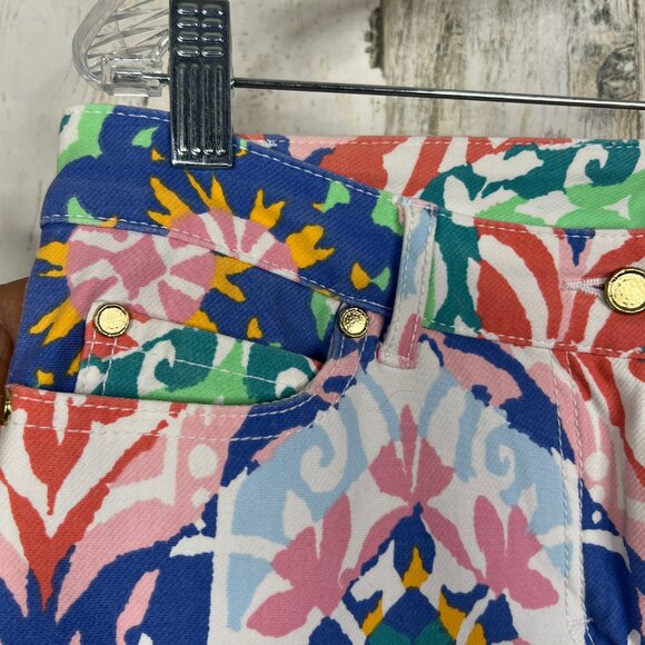 J. McLaughlin Pants Women 8 Zip Multicolor Floral Straight Pocket Jersey Stretch - Picture 6 of 15